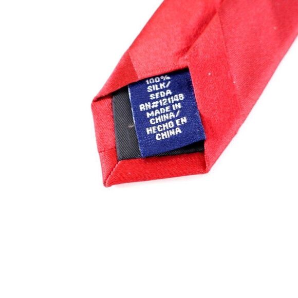 Stafford Red Striped Woven Striped Silk Tie - Picture 4 of 6